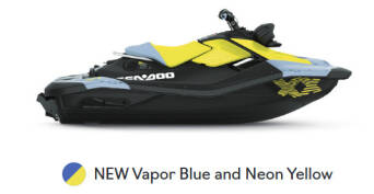 Sea-Doo Spark Trixx 1 UP 2024 NEW Vapor Blue and Neon Yellow