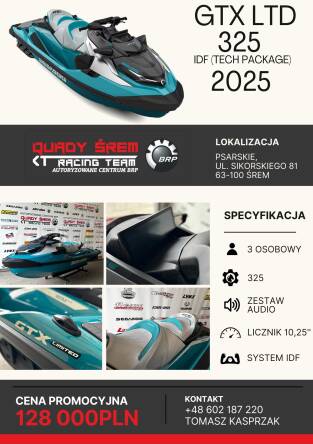 Sea-Doo GTX LTD 325 iDF (Tech Package) Teal Metallic 2025